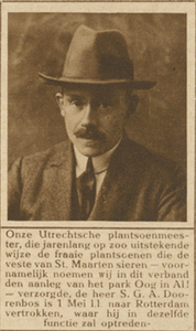870536 Portret van S.G.A. Doorenbos (Sterrenburg 1), Utrechts plantsoenmeester, die naar Rotterdam gaat verhuizen.
